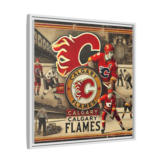 "Vintage Calgary Flames"  - Matte Canvas, Framed
