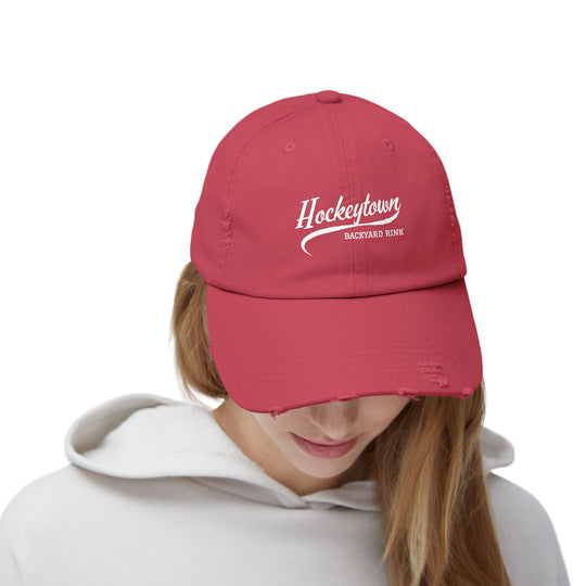 "Hockeytown Backyard Rink" -  Distressed Cap