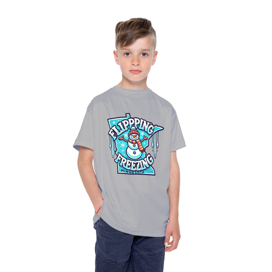 "Snowman Flipping Freezing". - Kids Sports T-Shirt