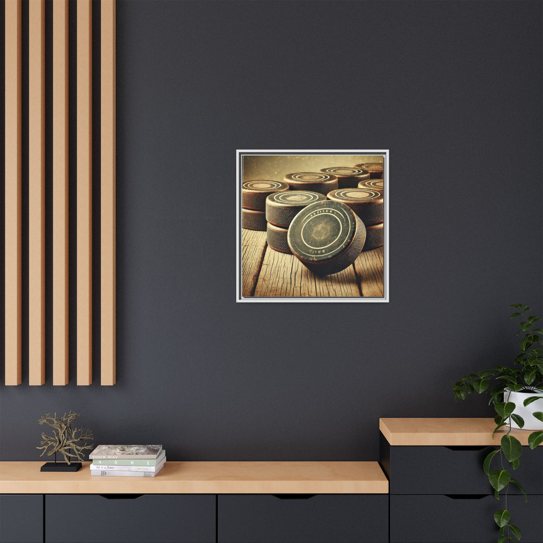 "Vintage Pucks"  - Matte Canvas, Framed