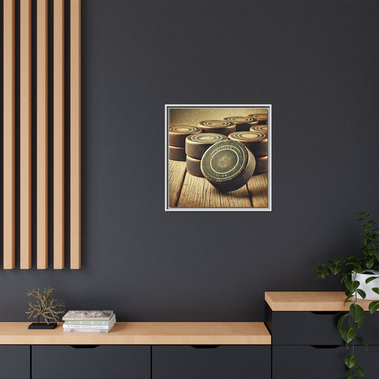 "Vintage Pucks"  - Matte Canvas, Framed