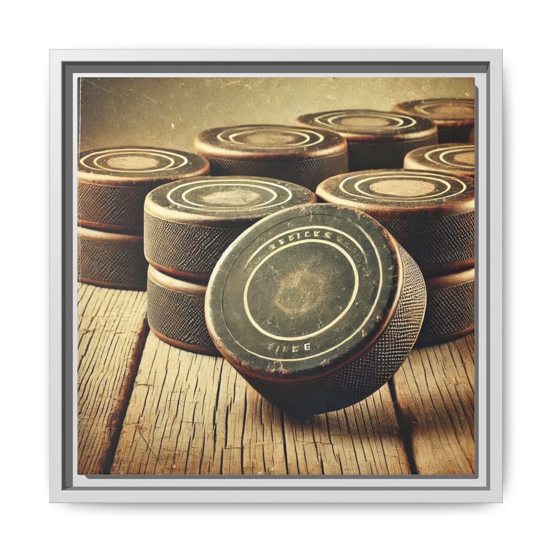 "Vintage Pucks"  - Matte Canvas, Framed