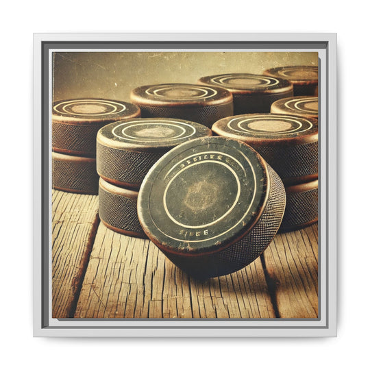 "Vintage Pucks"  - Matte Canvas, Framed