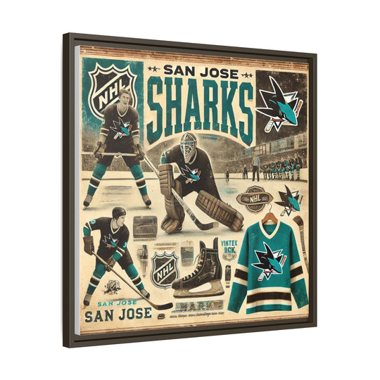"Vintage San Jose Sharks"  - Matte Canvas, Framed