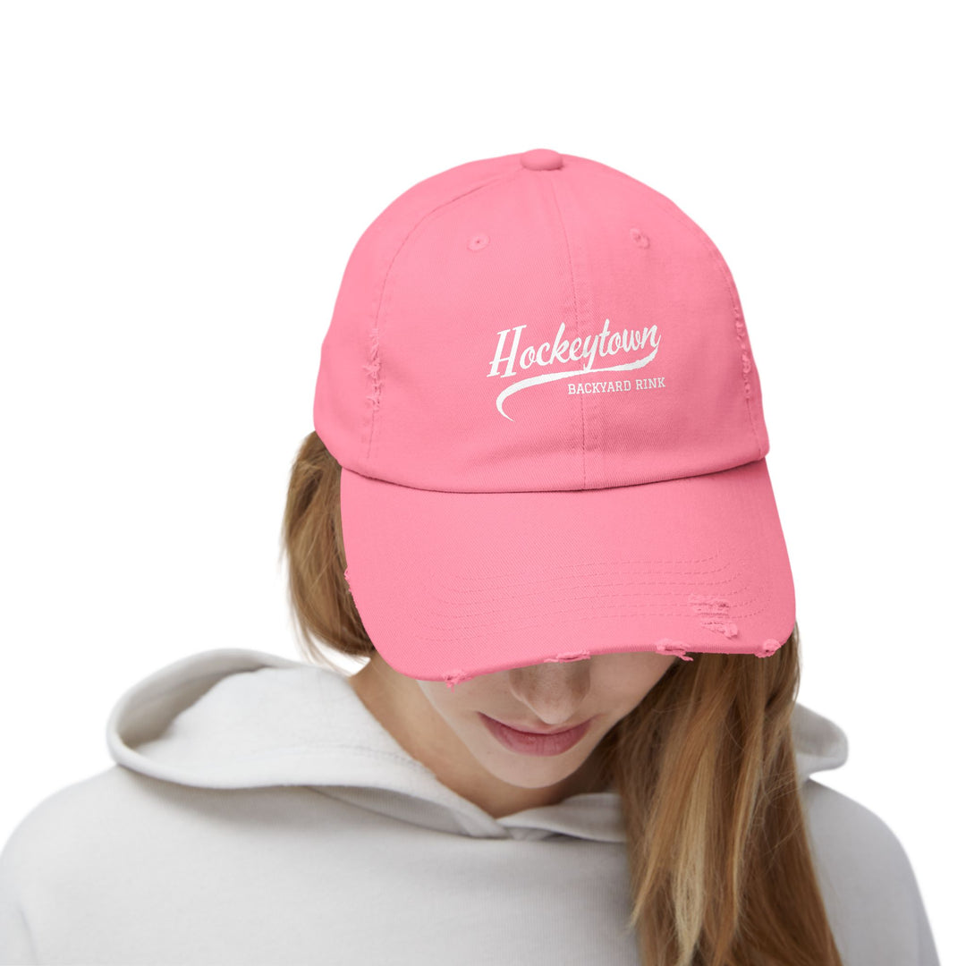 "Hockeytown Backyard Rink" -  Distressed Cap