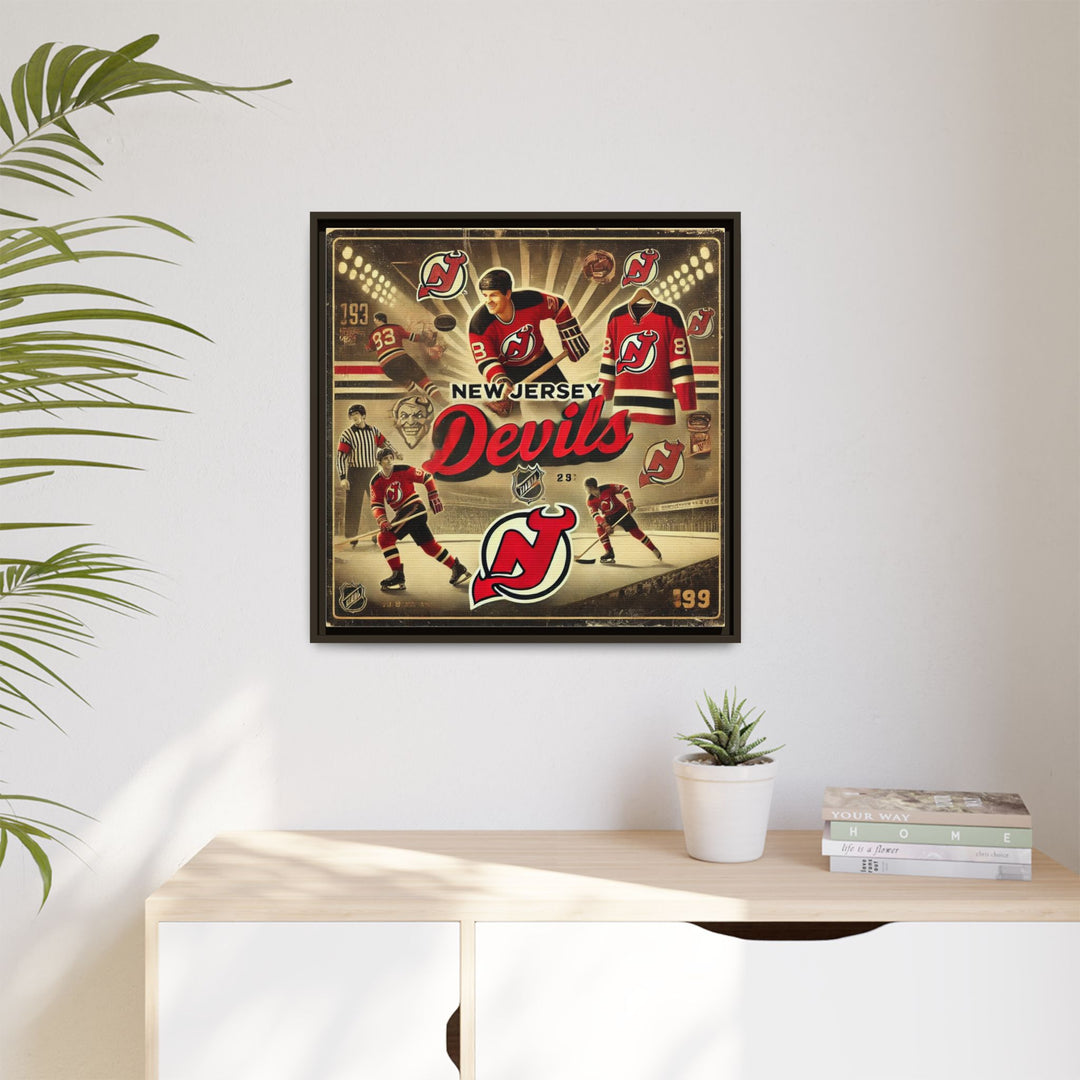 "Vintage New Jersey Devils"  - Matte Canvas, Framed