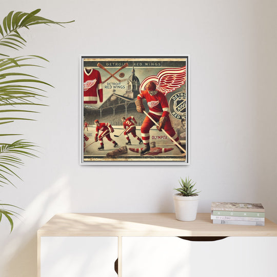 "Vintage Detroit Red Wings"  - Matte Canvas, Framed