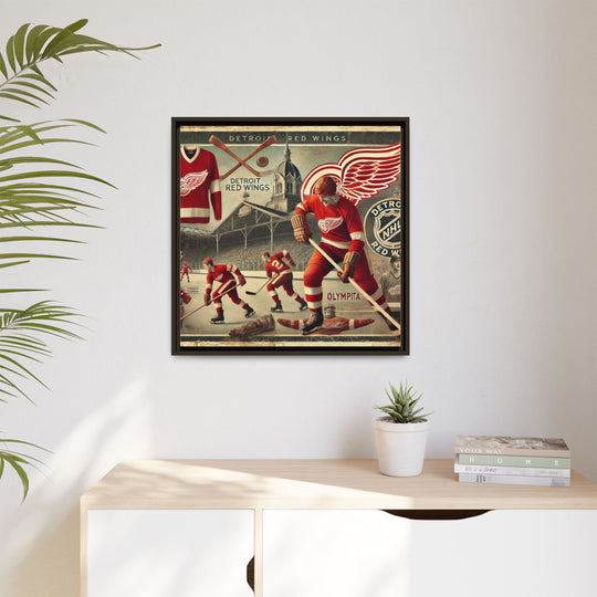 "Vintage Detroit Red Wings"  - Matte Canvas, Framed