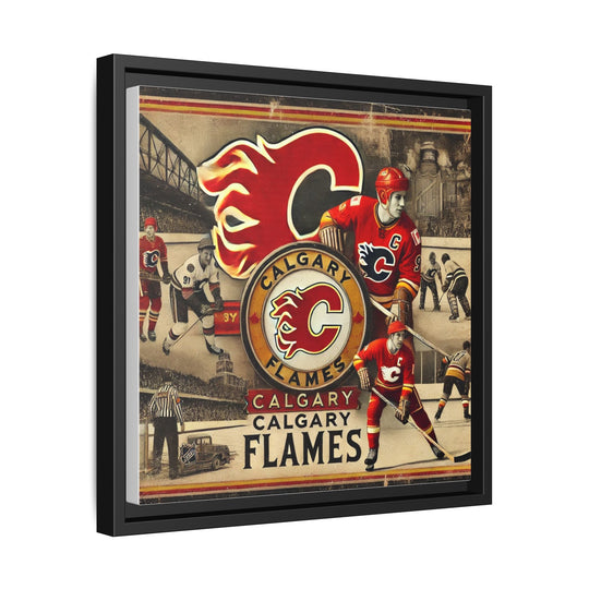 "Vintage Calgary Flames"  - Matte Canvas, Framed