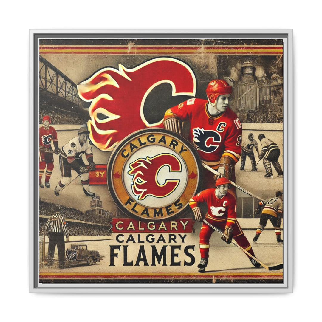 "Vintage Calgary Flames"  - Matte Canvas, Framed