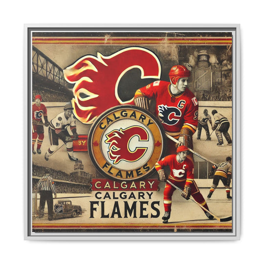 "Vintage Calgary Flames"  - Matte Canvas, Framed