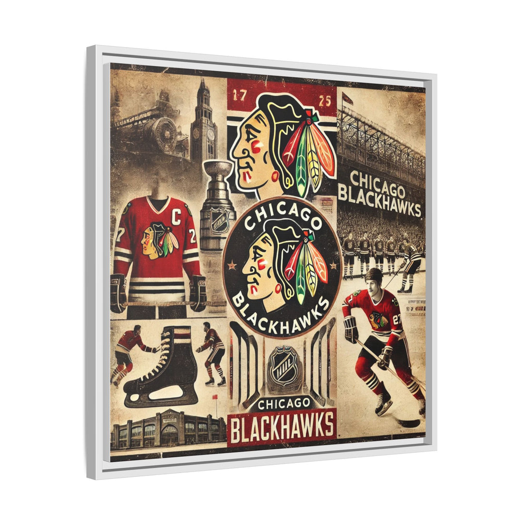 "Vintage Chicago Blackhawks"  - Matte Canvas, Framed