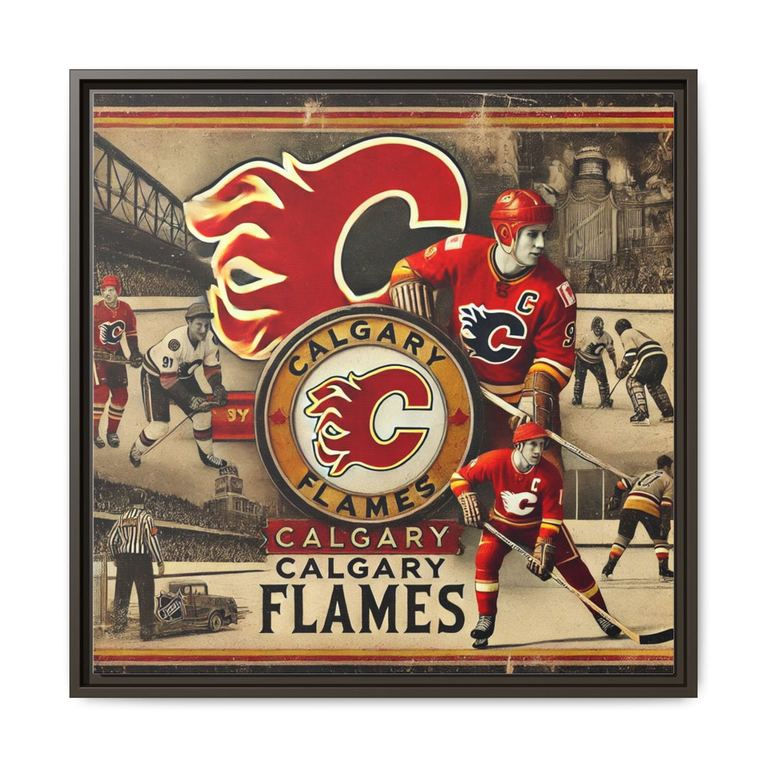 "Vintage Calgary Flames"  - Matte Canvas, Framed
