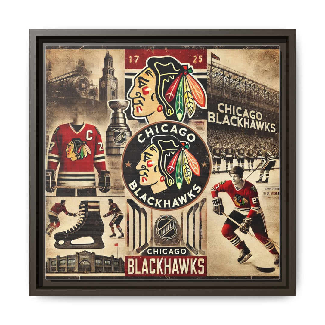 "Vintage Chicago Blackhawks"  - Matte Canvas, Framed