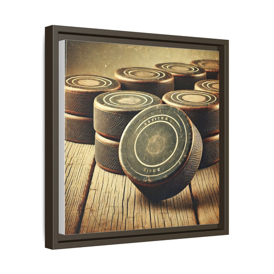 "Vintage Pucks"  - Matte Canvas, Framed