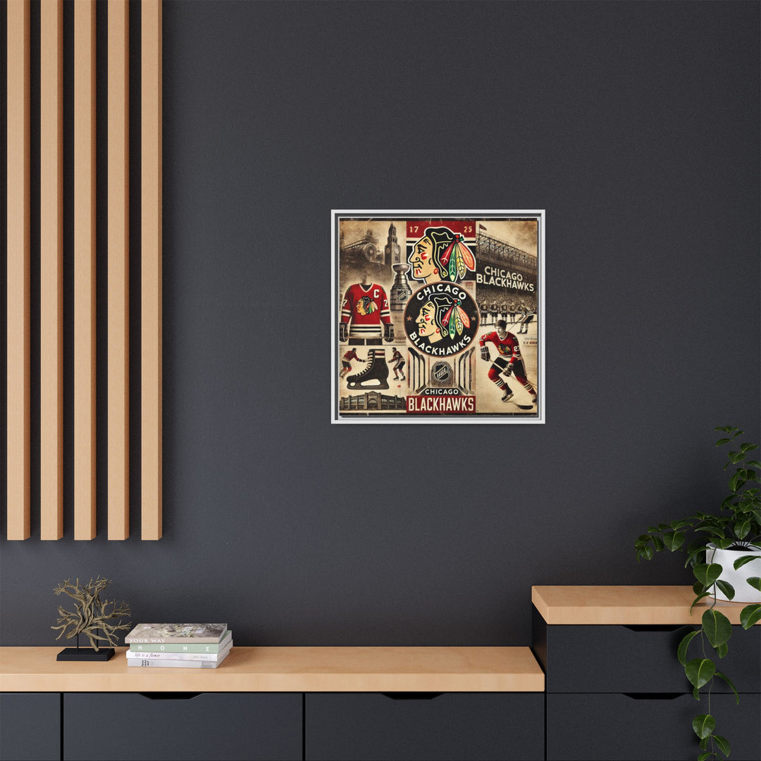 "Vintage Chicago Blackhawks"  - Matte Canvas, Framed