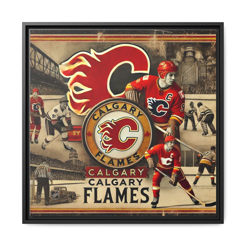 "Vintage Calgary Flames"  - Matte Canvas, Framed