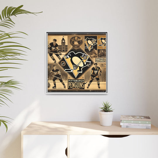 "Vintage Pittsburgh Penguins"  - Matte Canvas, Framed