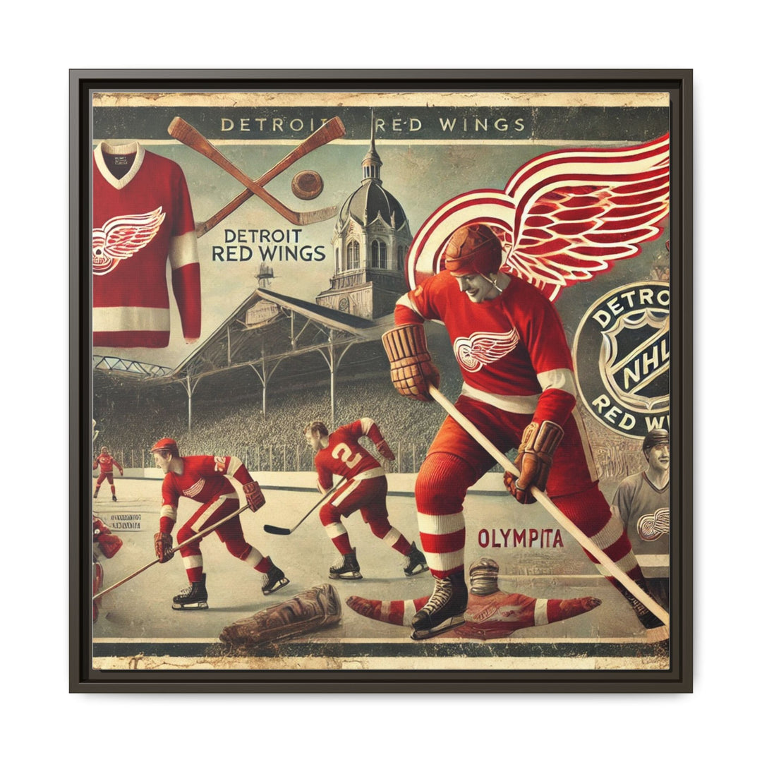 "Vintage Detroit Red Wings"  - Matte Canvas, Framed