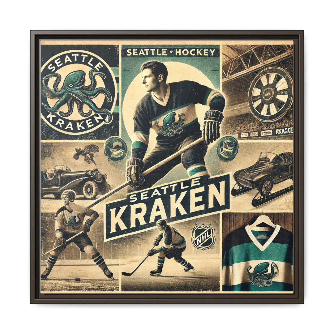 "Vintage Seattle Kraken"  - Matte Canvas, Framed