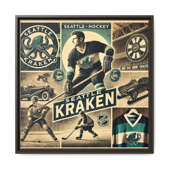 "Vintage Seattle Kraken"  - Matte Canvas, Framed