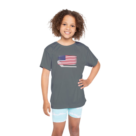 "USA Flag Stick" - Kids Sports T-Shirt