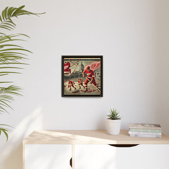 "Vintage Detroit Red Wings"  - Matte Canvas, Framed