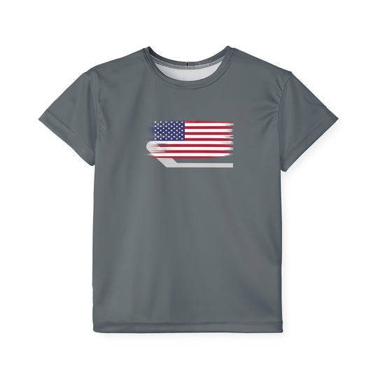 "USA Flag Stick" - Kids Sports T-Shirt