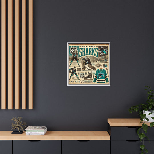 "Vintage San Jose Sharks"  - Matte Canvas, Framed