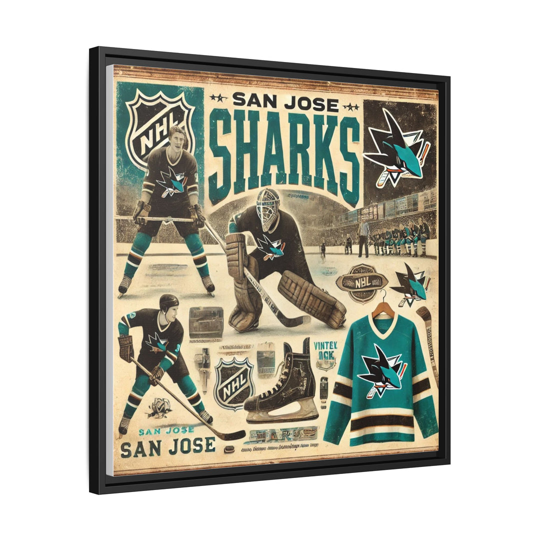 "Vintage San Jose Sharks"  - Matte Canvas, Framed