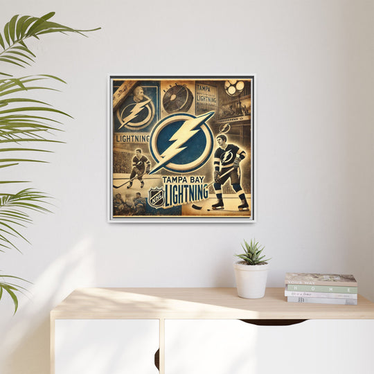 "Vintage Tampa Bay Lightning"  - Matte Canvas, Framed