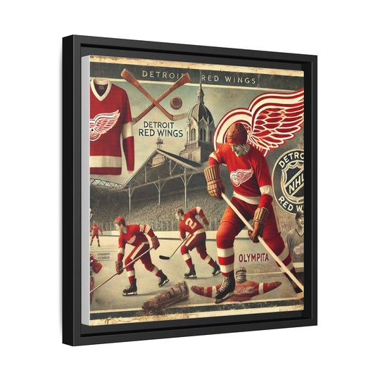 "Vintage Detroit Red Wings"  - Matte Canvas, Framed