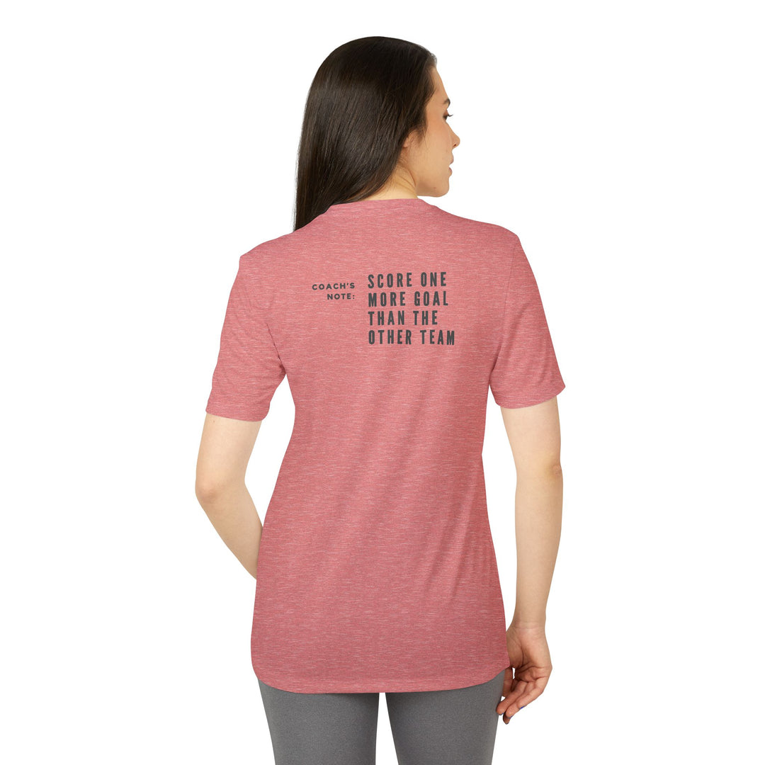 "Coaches Note: Score One More Time" - adidas Sport T-shirt