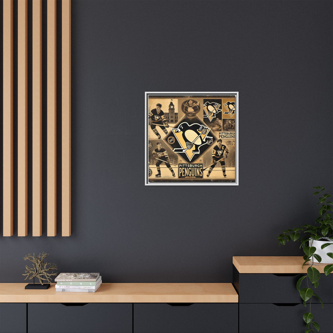 "Vintage Pittsburgh Penguins"  - Matte Canvas, Framed