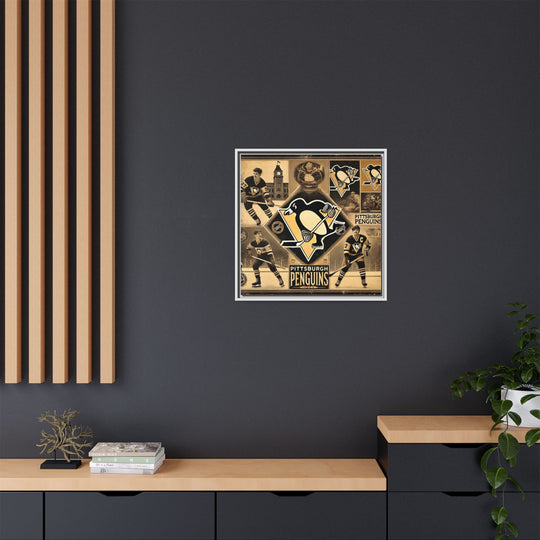 "Vintage Pittsburgh Penguins"  - Matte Canvas, Framed