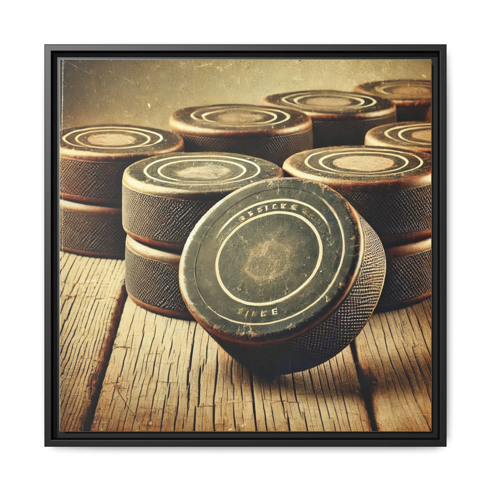 "Vintage Pucks"  - Matte Canvas, Framed