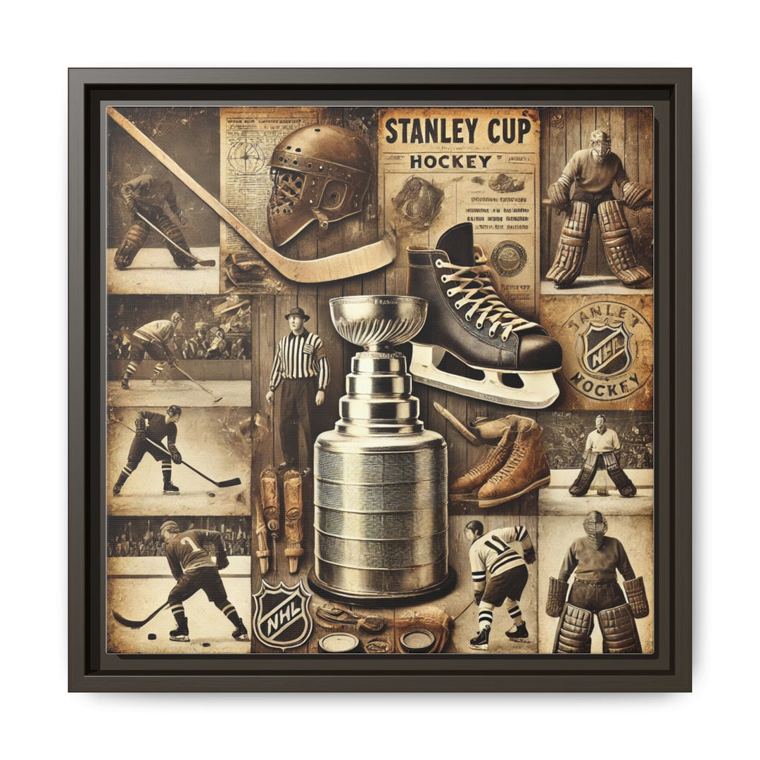 "Vintage Stanley Cup Hockey"  - Matte Canvas, Framed
