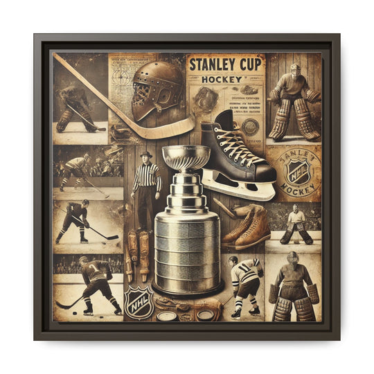 "Vintage Stanley Cup Hockey"  - Matte Canvas, Framed