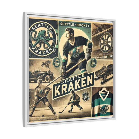 "Vintage Seattle Kraken"  - Matte Canvas, Framed