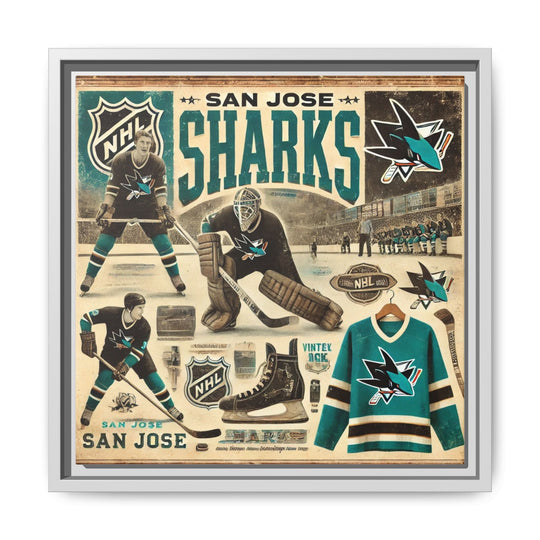 "Vintage San Jose Sharks"  - Matte Canvas, Framed