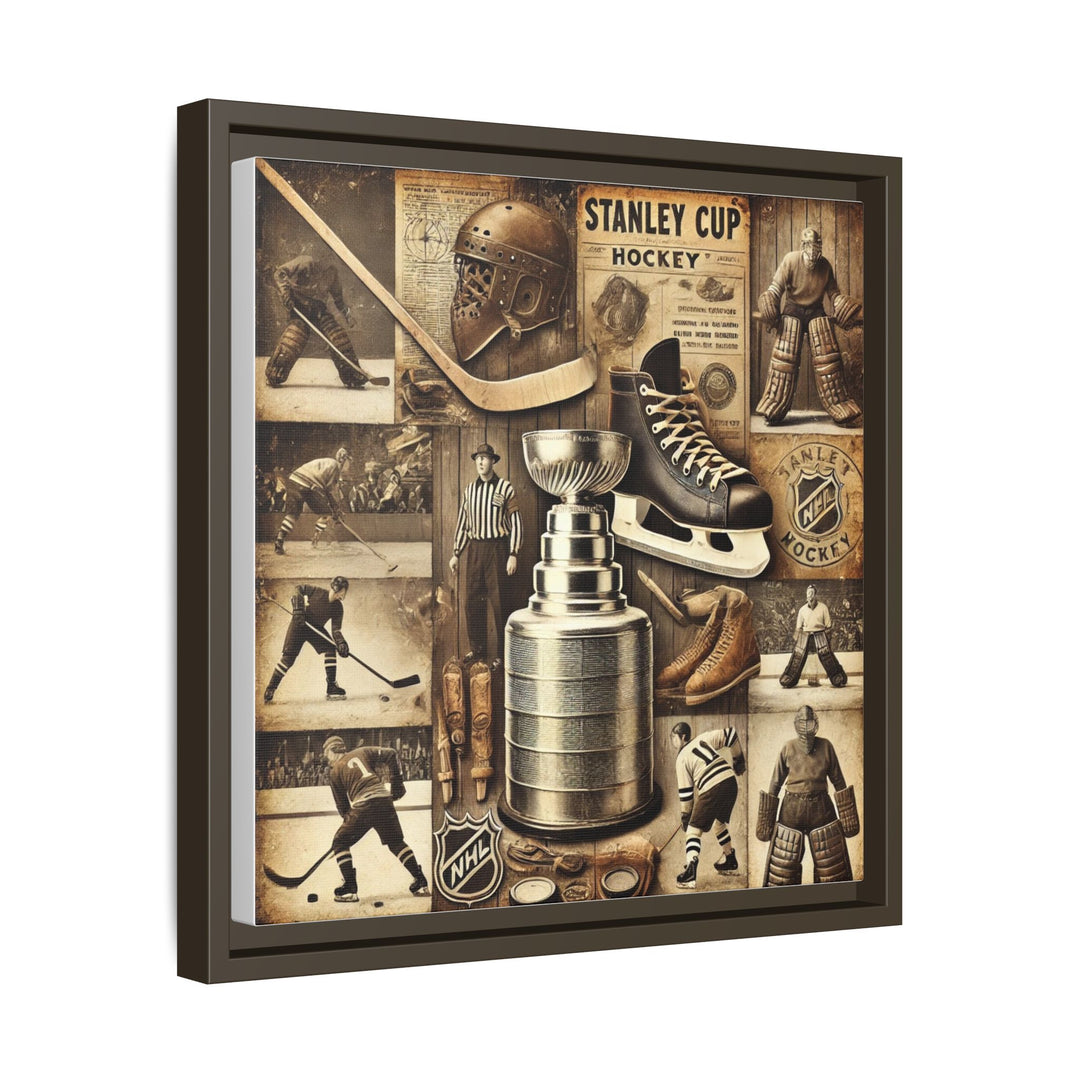 "Vintage Stanley Cup Hockey"  - Matte Canvas, Framed