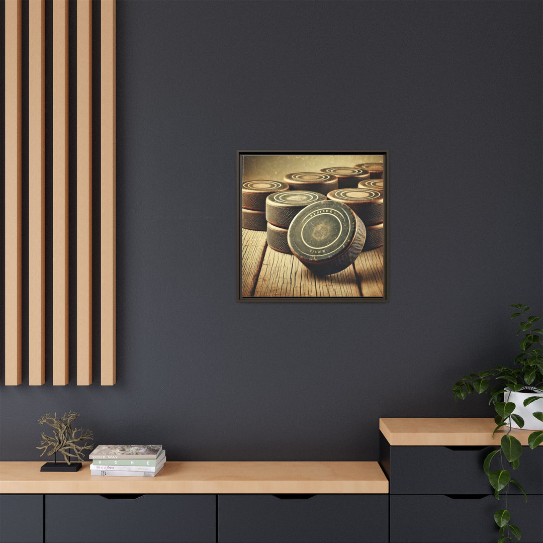 "Vintage Pucks"  - Matte Canvas, Framed