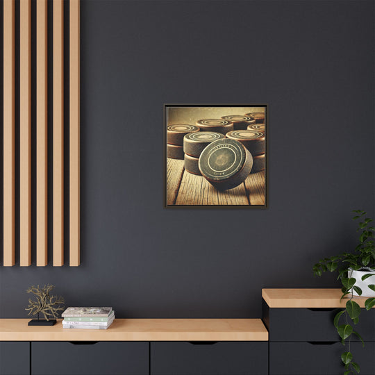 "Vintage Pucks"  - Matte Canvas, Framed