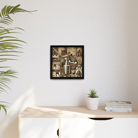 "Vintage Stanley Cup Hockey"  - Matte Canvas, Framed