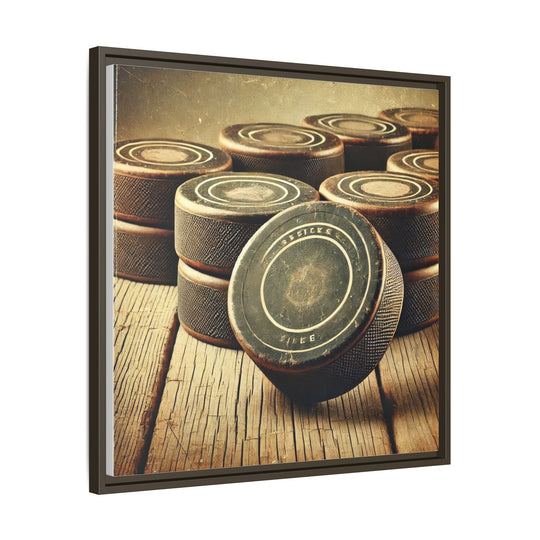 "Vintage Pucks"  - Matte Canvas, Framed