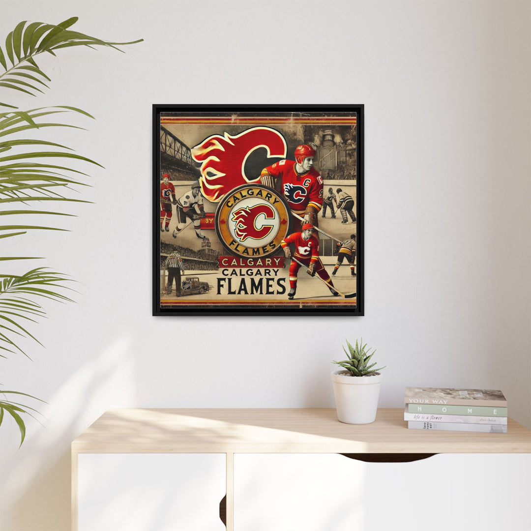 "Vintage Calgary Flames"  - Matte Canvas, Framed