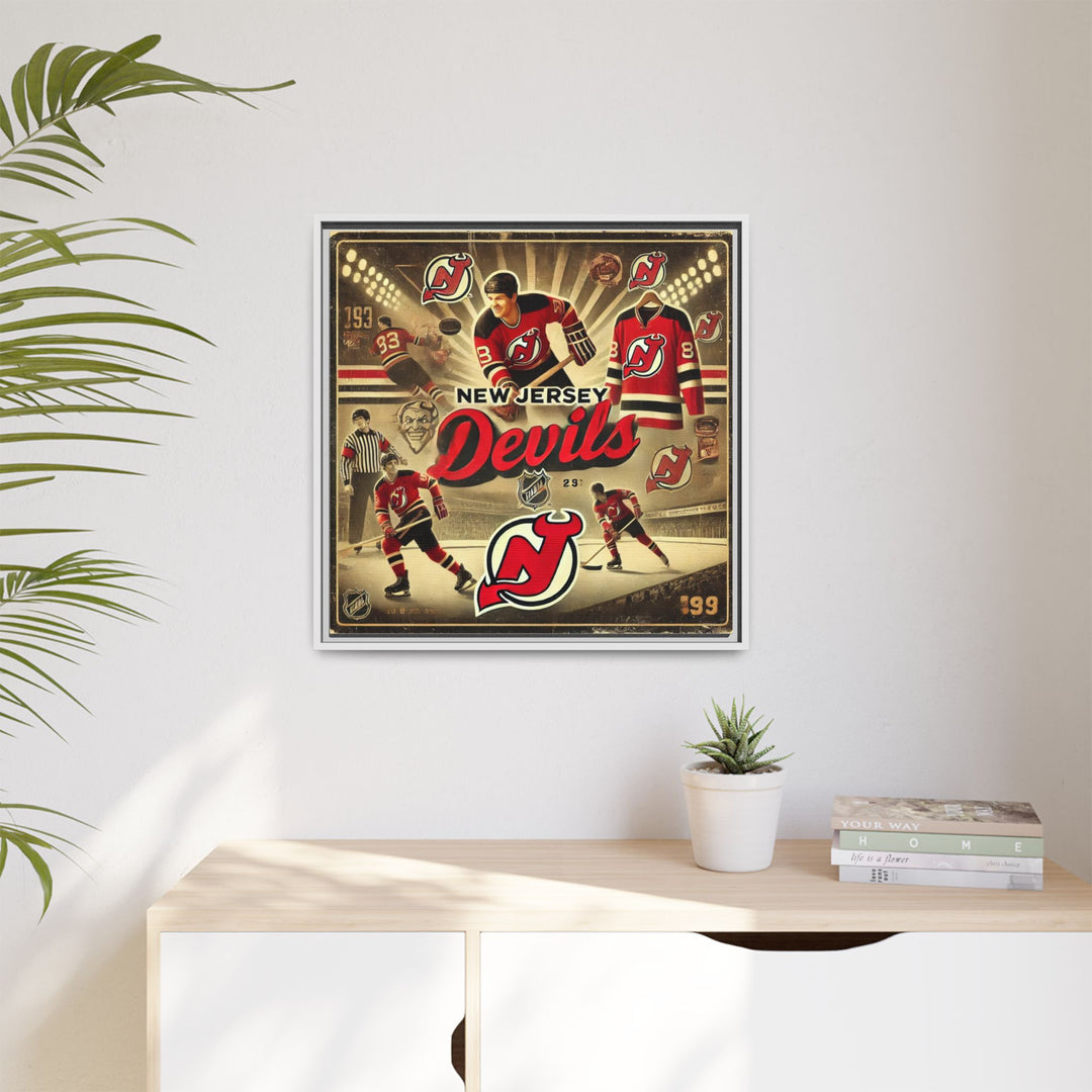 "Vintage New Jersey Devils"  - Matte Canvas, Framed