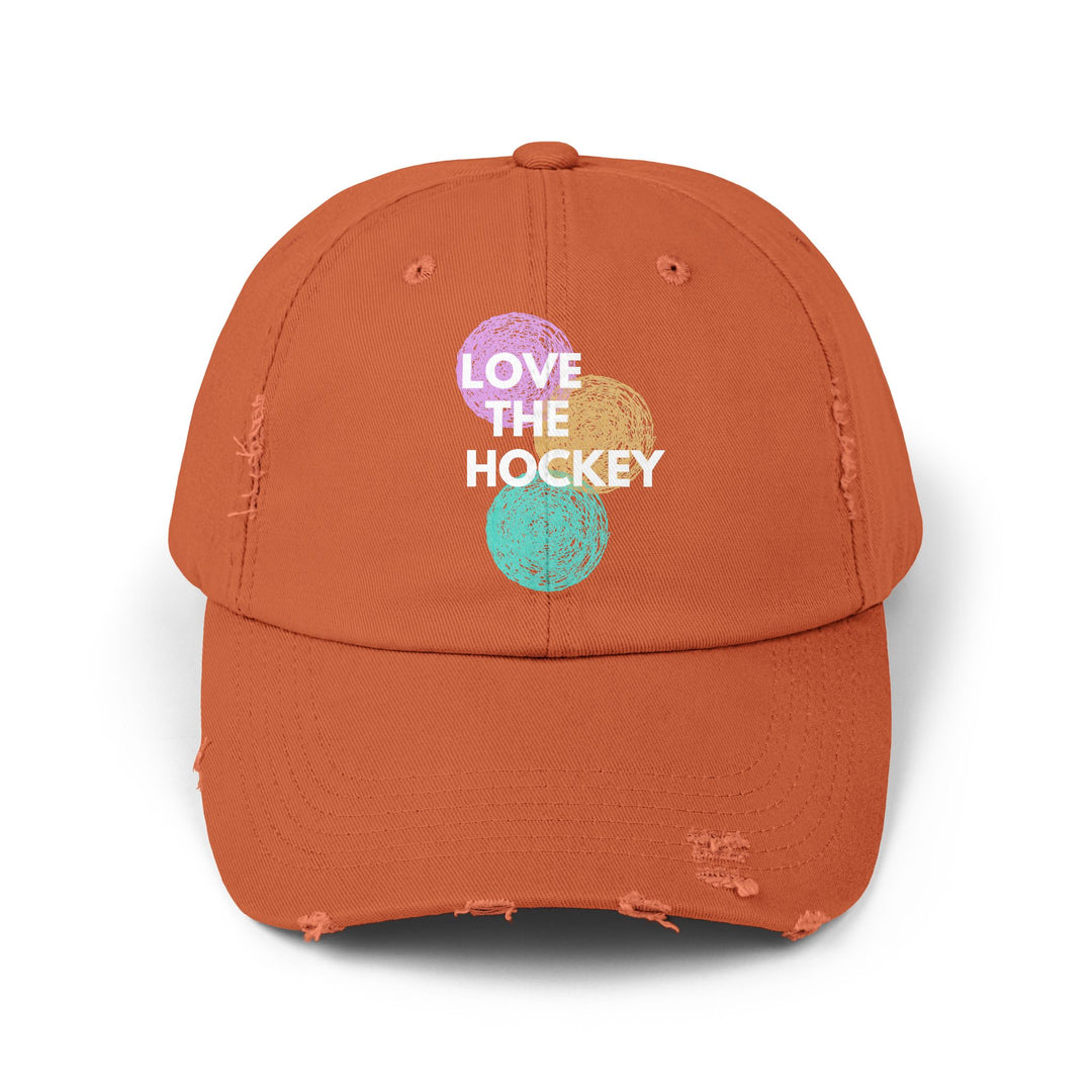 "Love The Hockey" -  Distressed Cap