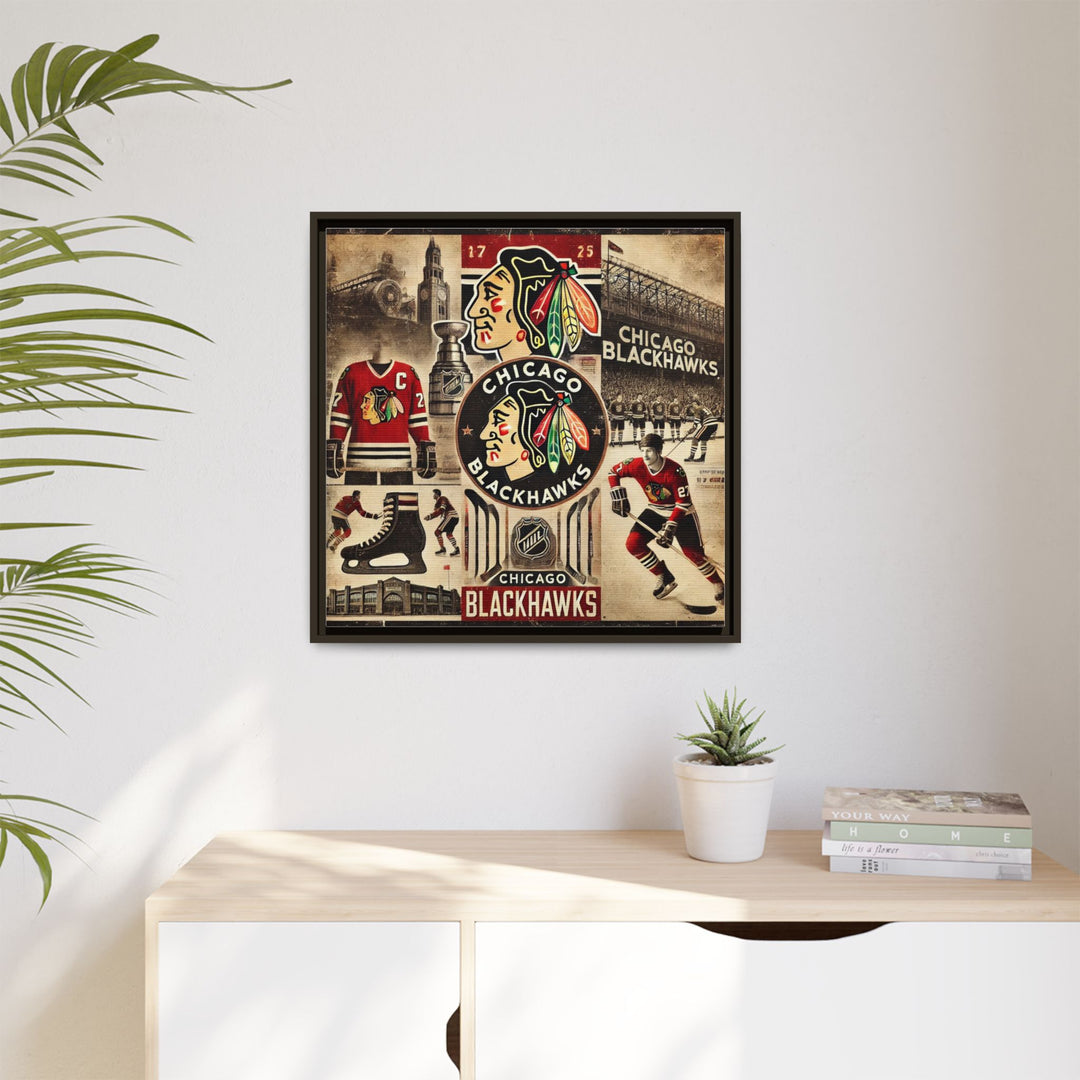 "Vintage Chicago Blackhawks"  - Matte Canvas, Framed