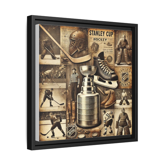 "Vintage Stanley Cup Hockey"  - Matte Canvas, Framed